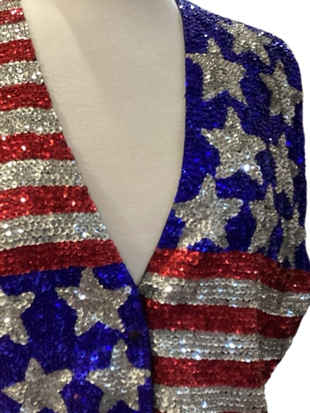 Vintage Accessory Lady sequin American flag vest patriotic size Large - Picture 6 of 11